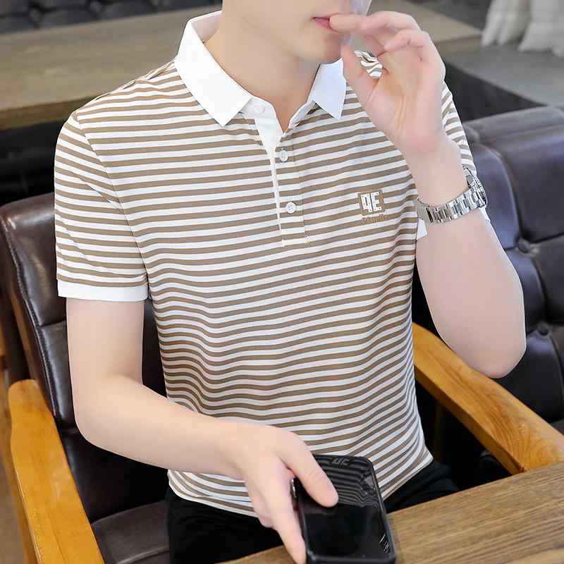 春 コーデ メンズ 用 服 シンプル ファッション オシャレ 大人 かっこいい 紳士服 スリム 半袖 ストライプ 夏 ポロシャツ カジュアル 通勤スタイル 重ね着コーデ ゆったりシルエット さらっと着 普段使い