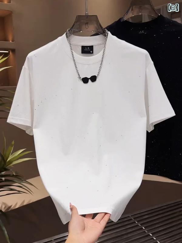 メンズ ファッション 服 男性用 オシャレ シンプル 大人 かっこいい ストリート エレガント 星空 半袖 薄手 カジュアル 無地 Tシャツ