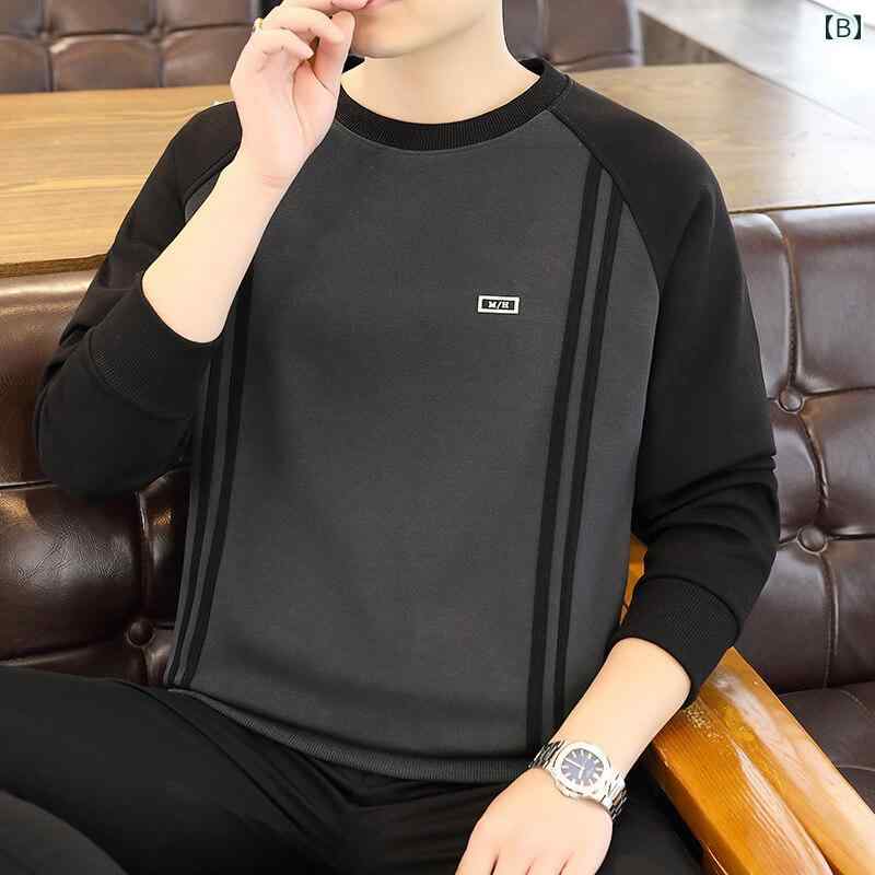 春 コーデ メンズ 用 服 シンプル ファッション オシャレ 大人 かっこいい 紳士服 長袖 プルオーバー ラウンドネック ユニセックス スウェットシャツ カジュアル 通勤スタイル 重ね着コーデ ゆったりシルエット さらっと着 普段使い