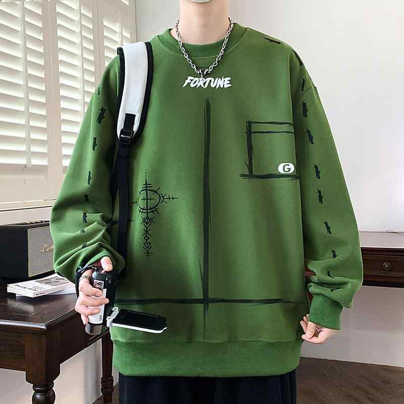 春 コーデ メンズ 用 服 シンプル ファッション オシャレ 大人 かっこいい 紳士服 長袖 ラウンドネック シャツ中 スウェットシャツ カジュアル 通勤スタイル 重ね着コーデ ゆったりシルエット さらっと着 普段使い