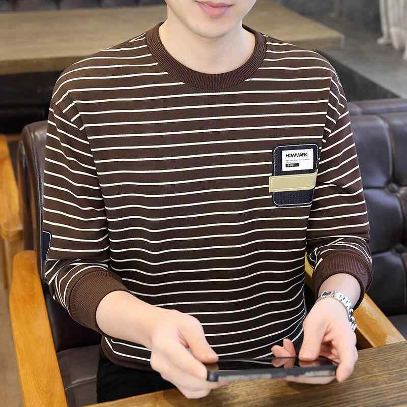 春 コーデ メンズ 用 服 シンプル ファッション オシャレ 大人 かっこいい 紳士服 長袖 ラウンドネック ストライプ スウェットシャツ カジュアル 通勤スタイル 重ね着コーデ ゆったりシルエット さらっと着 普段使い