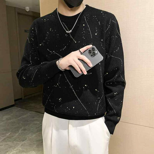 春 コーデ メンズ 用 服 シンプル 大人 紳士服 長袖 プルオーバー ドット ニット ラウンドネック ペイント セーター デイリー カジュアル 通勤スタイル 重ね着コーデ ゆったりシルエット 着 デイリーウェア 街歩きスタイル 春 コーデ メンズ 用 服 シンプル 大人 紳士服 長袖 プルオーバー ドット ニット ラウンドネック ペイント セーター デイリー カジュアル 通勤スタイル 重ね着コーデ ゆったりシルエット 着 デイリーウェア 街歩きスタイル