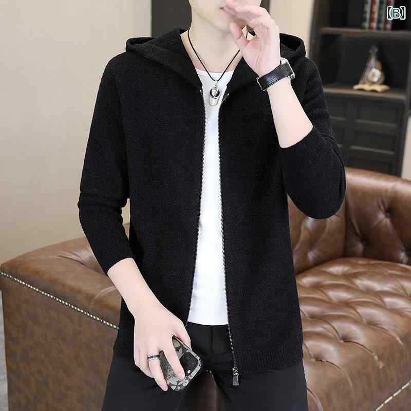 春 コーデ メンズ 用 服 シンプル ファッション オシャレ 大人 紳士服 カジュアル フード付き ニット ジャケット カーディガン セーター スリムフィット 春秋 カジュアル 通勤スタイル 重ね着コーデ ゆったりシルエット 軽アウター