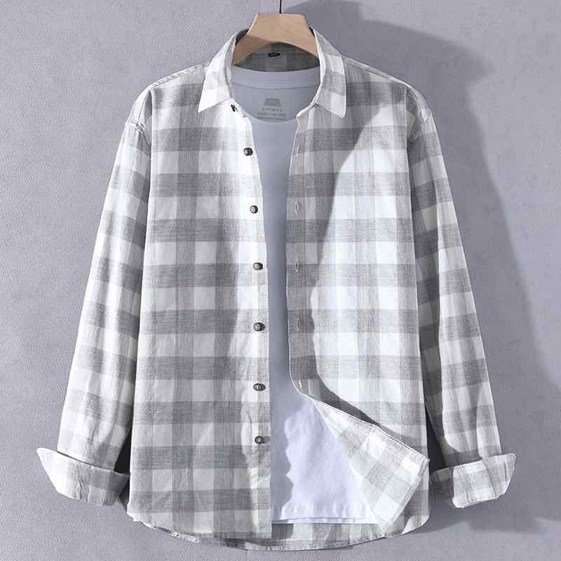 乐天商城 - 春 コーデ メンズ 用 服 シンプル ファッション オシャレ 大人 かっこいい 紳士服 カジュアル 長袖 チェック 綿 シャツ ジャケット 春秋 カジュアル 通勤スタイル 重ね着コーデ ゆったりシルエット 軽アウター
