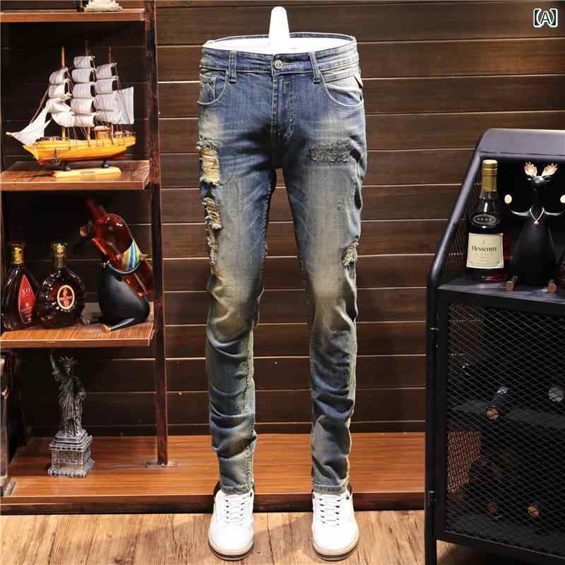 春 コーデ メンズ 用 服 シンプル ファッション オシャレ 大人 かっこいい 紳士服 スキニー ジーンズ パンツ 伸縮性 ストレッチ スリムフィット カジュアル 通勤スタイル 重ね着コーデ ゆったりシルエット 快適フィット 動きやすい デイリー