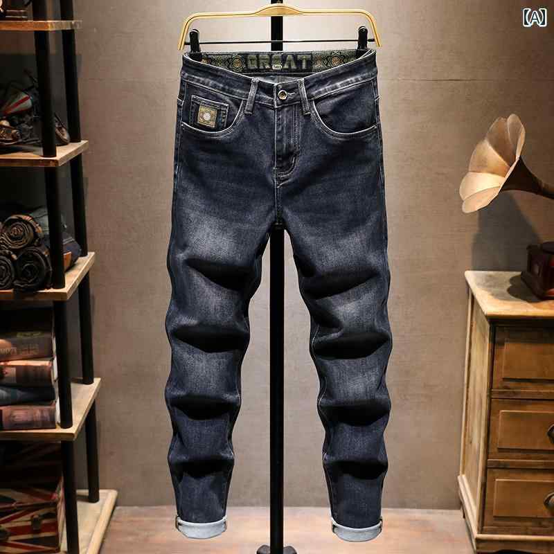 春 コーデ メンズ 用 服 シンプル ファッション 大人 紳士服 カジュアル テーパード スキニー ジーンズ パンツ スリムフィット 春秋 カジュアル 通勤スタイル 重ね着コーデ ゆったりシルエット 快適フィット 動きやすい デイリー