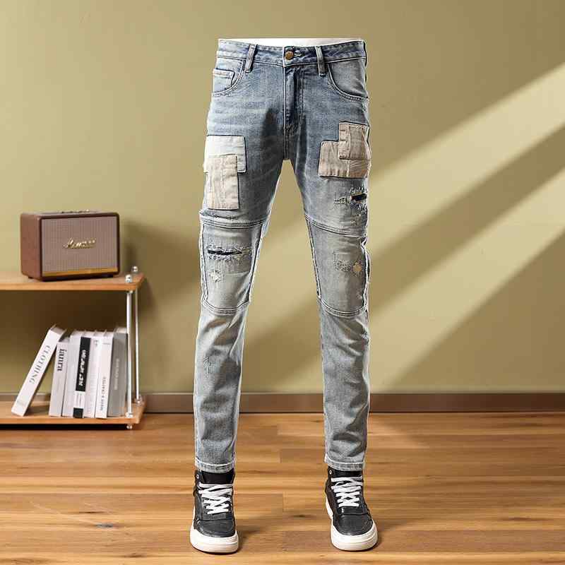 春 コーデ メンズ 用 服 シンプル ファッション 大人 紳士服 アメリカン カジュアル ジーンズ ブルー ストレッチスリムパンツ カジュアル 通勤スタイル 重ね着コーデ ゆったりシルエット 快適フィット 動きやすい デイリー