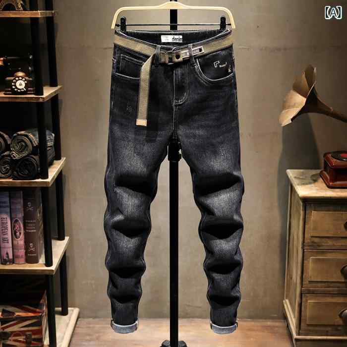 春 コーデ メンズ 用 服 シンプル 大人 紳士服 アメリカン カジュアル スリム テーパード ジーンズ パンツ 伸縮性 ストレッチ スリムフィット カジュアル 通勤スタイル 重ね着コーデ ゆったりシルエット 快適フィット 動きやすい デイリー