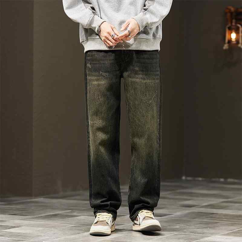 春 コーデ メンズ 用 服 シンプル ファッション 大人 紳士服 アメリカン カジュアル ストレート ジーンズ パンツ ブラック グレー カジュアル 通勤スタイル 重ね着コーデ ゆったりシルエット 快適フィット 動きやすい デイリー