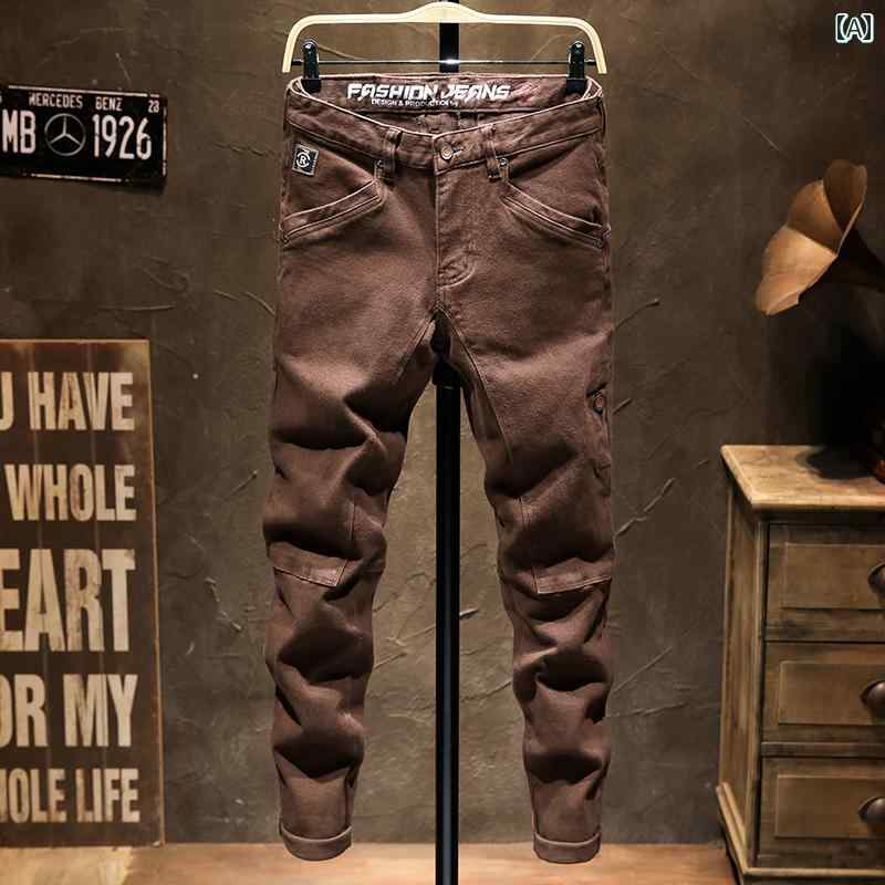 春 コーデ メンズ 用 服 シンプル ファッション オシャレ 大人 かっこいい 紳士服 アメリカン スリム ジーンズ ブラウン カジュアル 通勤スタイル 重ね着コーデ ゆったりシルエット 快適フィット 動きやすい デイリー