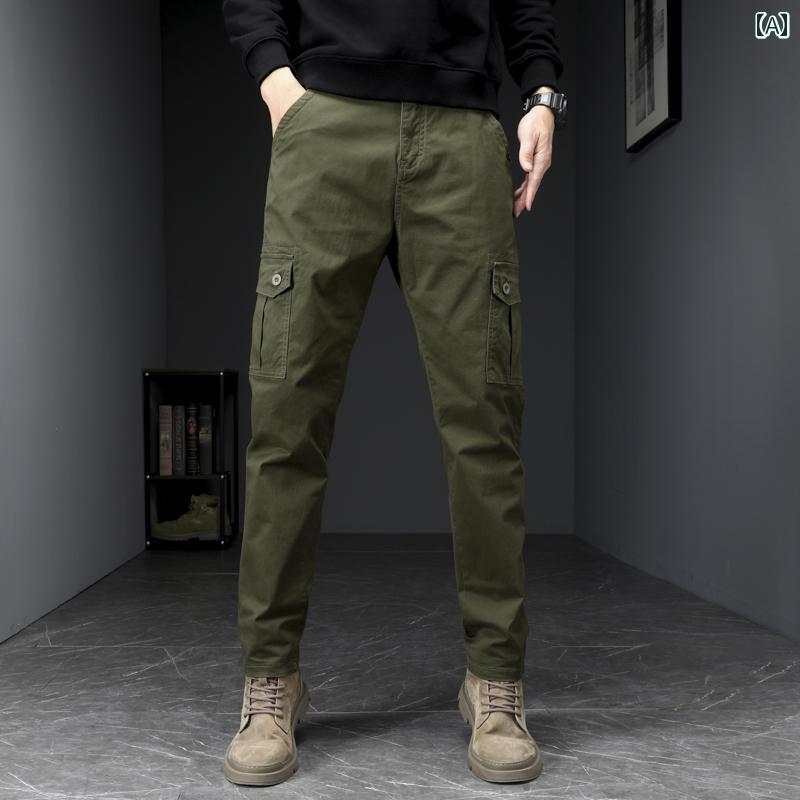 春 コーデ メンズ 用 服 シンプル ファッション 大人 紳士服 アウトドア カジュアル ミリタリーグリーン ミリタリースタイル パンツ カジュアル 通勤スタイル 重ね着コーデ ゆったりシルエット 快適フィット 動きやすい デイリー