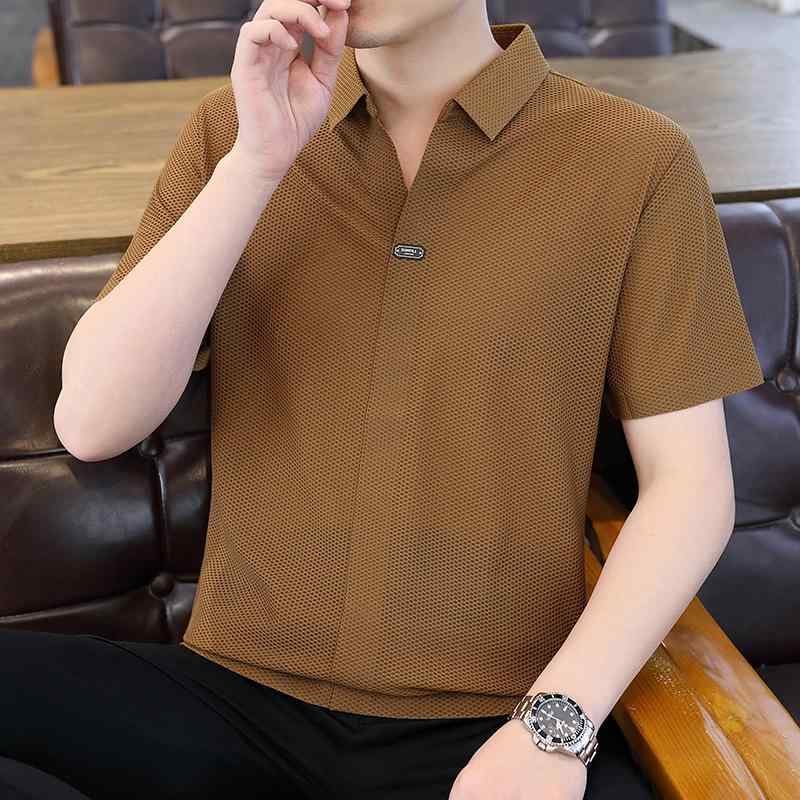 乐天商城 - 春 コーデ メンズ 用 服 シンプル ファッション オシャレ 大人 かっこいい 紳士服 カジュアル 半袖 シャツ ビジネス 無地 夏 ポロシャツ カジュアル 通勤スタイル 重ね着コーデ ゆったりシルエット さらっと着 普段使い