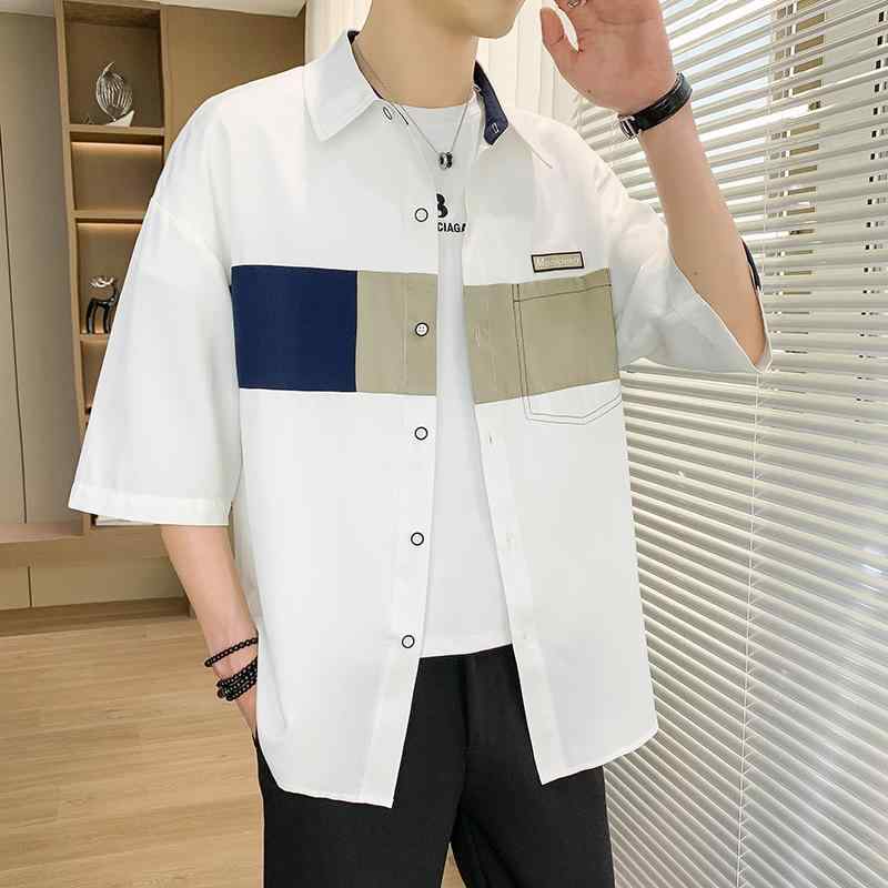 春 コーデ メンズ 用 服 シンプル ファッション オシャレ 大人 かっこいい 紳士服 カジュアル 半袖 シャツ ジャケット ワークウェア 夏 カジュアル 通勤スタイル 重ね着コーデ ゆったりシルエット 軽アウター