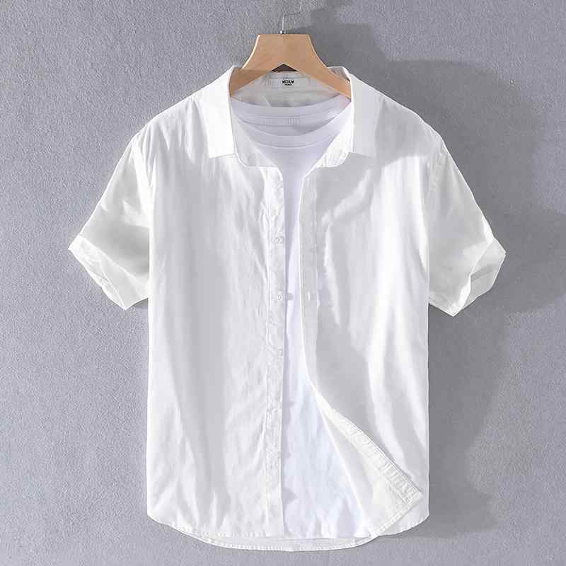 Rakuten - 春 コーデ メンズ 用 服 シンプル ファッション オシャレ 大人 かっこいい 紳士服 カジュアル 半袖 シャツ リネン コットンシャツ カジュアル 通勤スタイル 重ね着コーデ ゆったりシルエット さらっと着 普段使い
