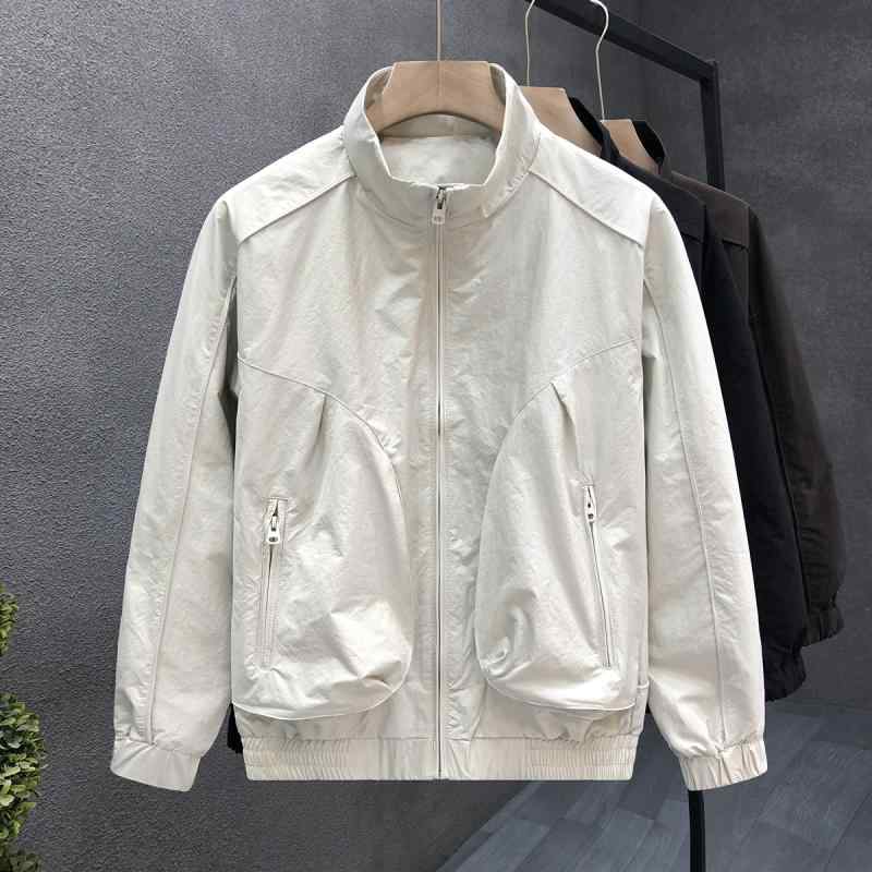 乐天商城 - 春 コーデ メンズ 用 服 シンプル ファッション オシャレ 大人 かっこいい 紳士服 カジュアル ジャケット アウター オフ ホワイト トップス 春秋 カジュアル 通勤スタイル 重ね着コーデ ゆったりシルエット 軽アウター