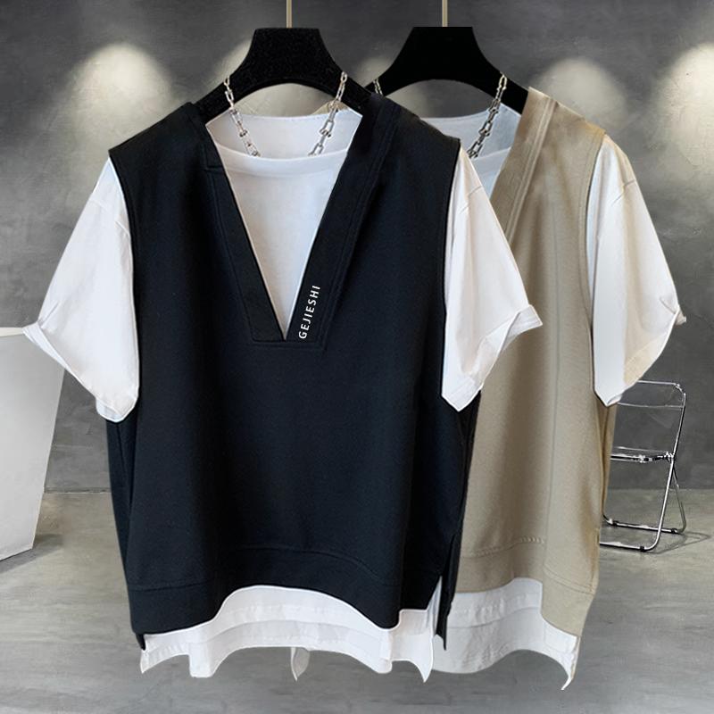 春 コーデ メンズ 用 服 シンプル ファッション オシャレ 大人 かっこいい 紳士服 半袖 快適 シャツ ラウンドネック 夏 カジュアル 通勤スタイル 重ね着コーデ ゆったりシルエット さらっと着 普段使い