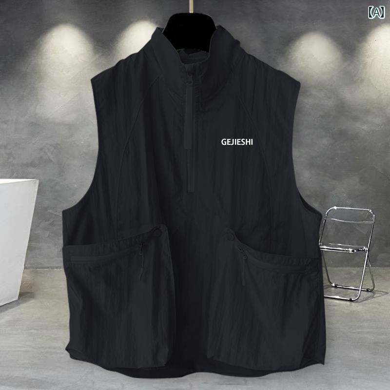 春 コーデ メンズ 用 服 シンプル ファッション オシャレ 大人 かっこいい 紳士服 ポケット スタンドカラー シャツ コート ワークウェア 夏 カジュアル 通勤スタイル 重ね着コーデ ゆったりシルエット 軽アウター