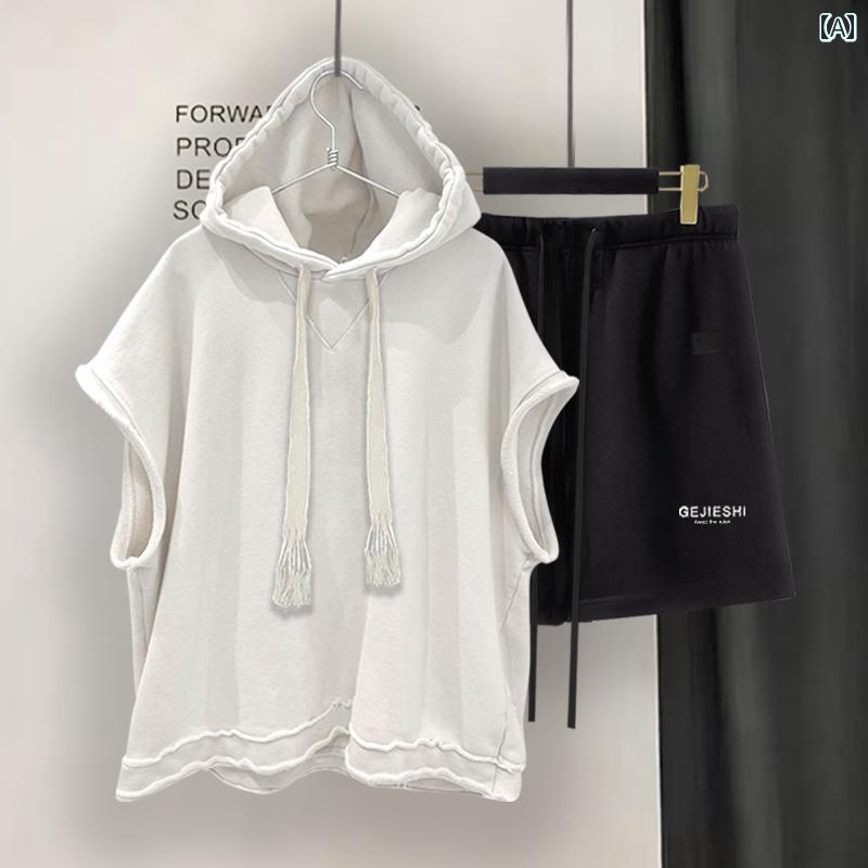 春 コーデ メンズ 用 服 シンプル ファッション オシャレ 大人 かっこいい 紳士服 ストレート フード付き パンツ シャツ 無地 夏 カジュアル 通勤スタイル 重ね着コーデ ゆったりシルエット 快適フィット 動きやすい デイリー