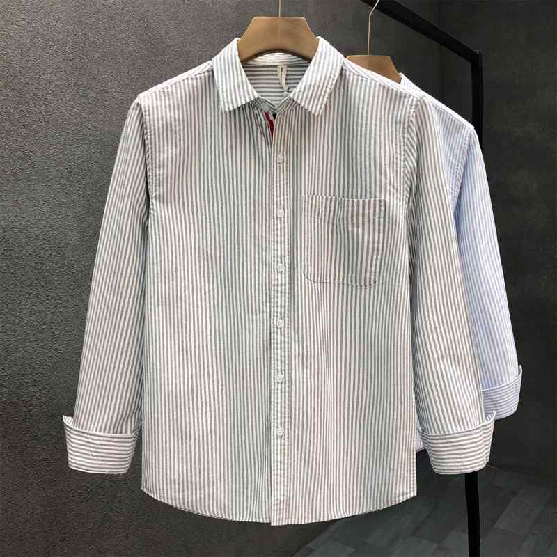 春 コーデ メンズ 用 服 シンプル ファッション オシャレ 大人 かっこいい 紳士服 カジュアル 長袖 シャツ ジャケット ストライプ トップス 春秋 カジュアル 通勤スタイル 重ね着コーデ ゆったりシルエット 軽アウター