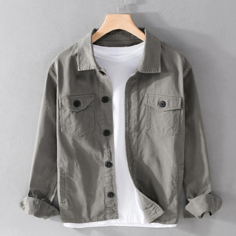 春 コーデ メンズ 用 服 シンプル ファッション オシャレ 大人 かっこいい 紳士服 カジュアル ポケット 綿 ジャケット コート 春秋 カジュアル 通勤スタイル 重ね着コーデ ゆったりシルエット 軽アウター