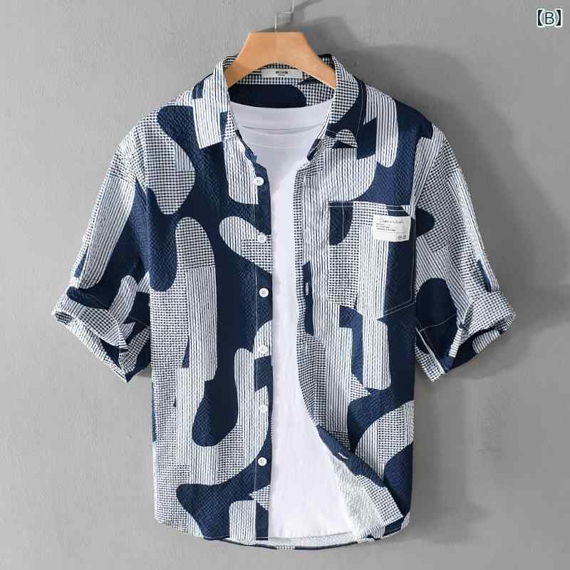 春 コーデ メンズ 用 服 シンプル ファッション オシャレ 大人 かっこいい 紳士服 カジュアル 通気性 チェック 花柄 シャツ 夏 カジュアル 通勤スタイル 重ね着コーデ ゆったりシルエット さらっと着 普段使い