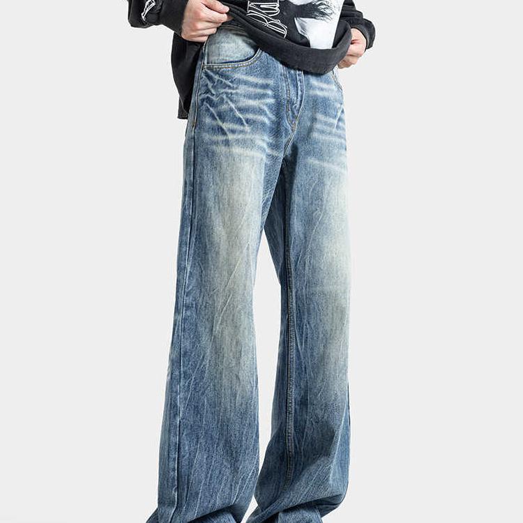 春 コーデ メンズ 用 服 シンプル 大人 紳士服 アメリカン ストレート フレア ジーンズ パンツ ライトニング 男女兼用 春秋 カジュアル 通勤スタイル 重ね着コーデ ゆったりシルエット 快適フィット 動きやすい デイリー