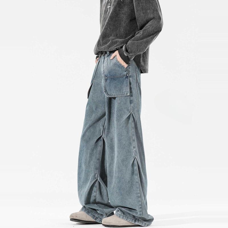 春 コーデ メンズ 用 服 シンプル ファッション オシャレ 大人 かっこいい 紳士服 アメリカン ワイド ジーンズ パンツ プリーツ カジュアル 通勤スタイル 重ね着コーデ ゆったりシルエット 快適フィット 動きやすい デイリー