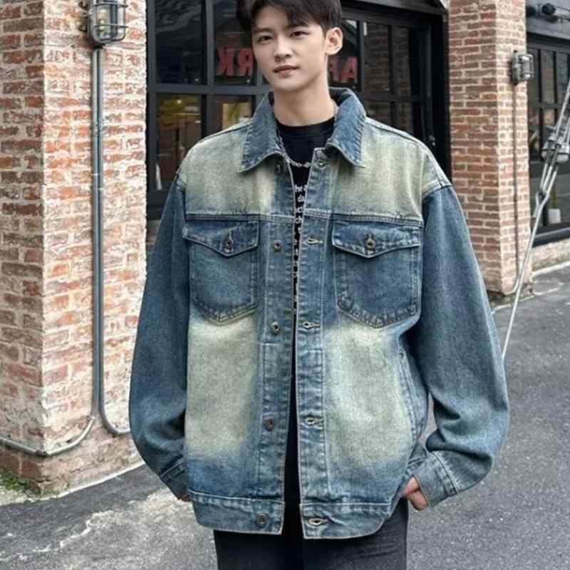 Other - 春 コーデ メンズ 用 服 シンプル ファッション オシャレ 大人 かっこいい 紳士服 ストリート グラデーション デニムジャケット カジュアル 通勤スタイル 重ね着コーデ ゆったりシルエット 軽アウター