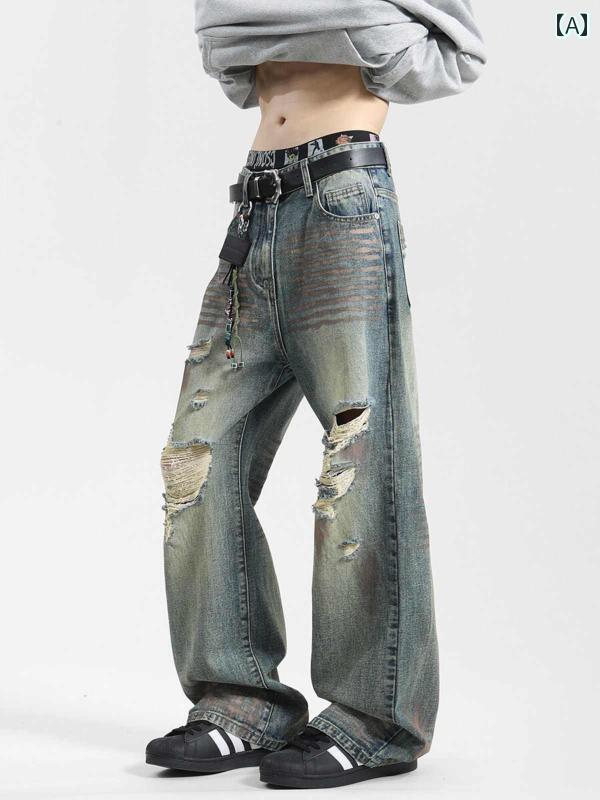 春 コーデ メンズ 用 服 シンプル ファッション オシャレ 大人 紳士服 アメリカン ストリート ストレート ジーンズ パンツ 春 カジュアル 通勤スタイル 重ね着コーデ ゆったりシルエット 快適フィット 動きやすい デイリー