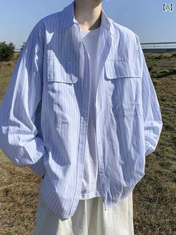 春 コーデ メンズ 用 服 シンプル ファッション オシャレ 大人 かっこいい 紳士服 長袖 ジャケット グリーン 春 ストライプシャツ カジュアル 通勤スタイル 重ね着コーデ ゆったりシルエット 軽アウター