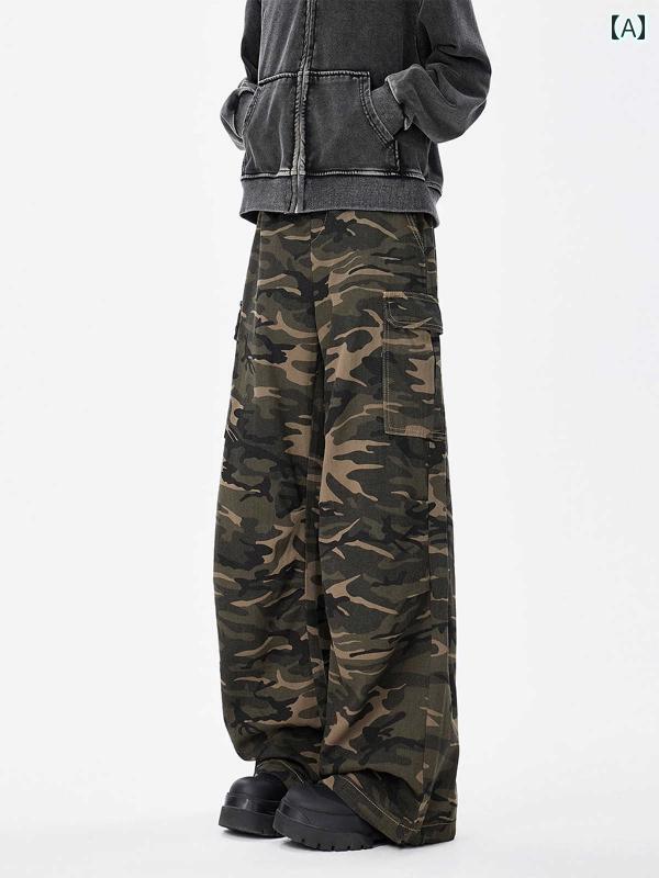 春 コーデ メンズ 用 服 シンプル ファッション オシャレ 大人 紳士服 アメリカン ストリート スポーツ カジュアル ワイド 迷彩 パンツ カジュアル 通勤スタイル 重ね着コーデ ゆったりシルエット 快適フィット 動きやすい デイリー