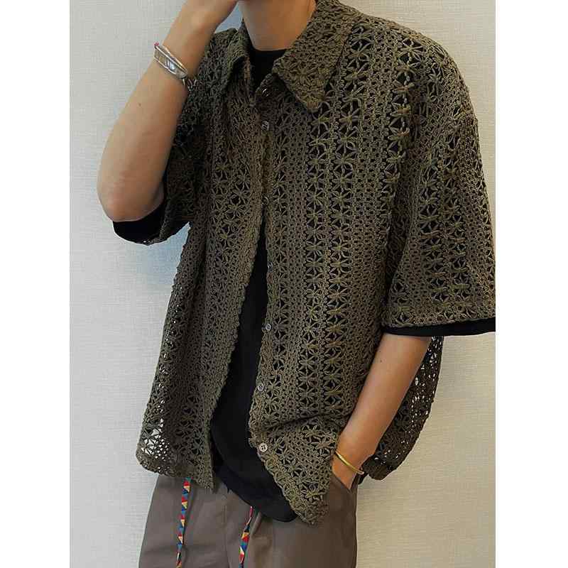 春 コーデ メンズ 用 服 シンプル ファッション オシャレ 大人 かっこいい 紳士服 アメリカン 半袖 通気性 ニット シャツ カーディガン..