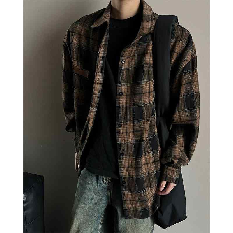 Rakuten - 春 コーデ メンズ 用 服 シンプル ファッション オシャレ 大人 かっこいい 紳士服 アメリカン ストリート カジュアル 長袖 チェック シャツ 春 カジュアル 通勤スタイル 重ね着コーデ ゆったりシルエット さらっと着 普段使い