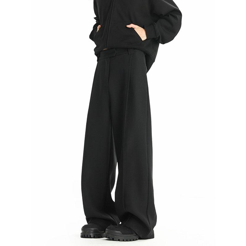 Rakuten - 春 コーデ メンズ 用 服 大人 紳士服 アメリカン ストリート カジュアル ゆったり ストレート ワイド パンツ ドレープ ブラック カジュアル 通勤スタイル 重ね着コーデ ゆったりシルエット 快適フィット 動きやすい デイリー