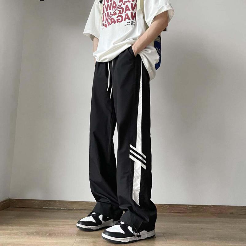 春 コーデ メンズ 用 服 大人 紳士服 アメリカン ストリート スポーツ カジュアル ゆったり ストレート パンツ ストライプ 男女兼用 カ..