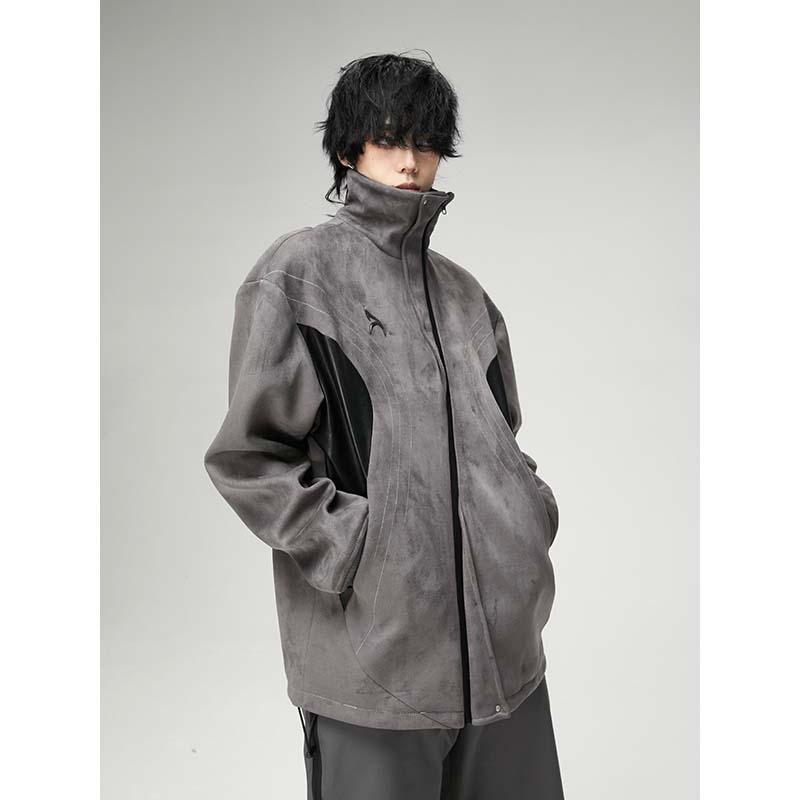 春 コーデ メンズ 用 服 シンプル ファッション オシャレ 大人 かっこいい 紳士服 アメリカン スタンドカラー ウール ジャケット スエード ワークウェア 春秋 カジュアル 通勤スタイル 重ね着コーデ ゆったりシルエット 軽アウター