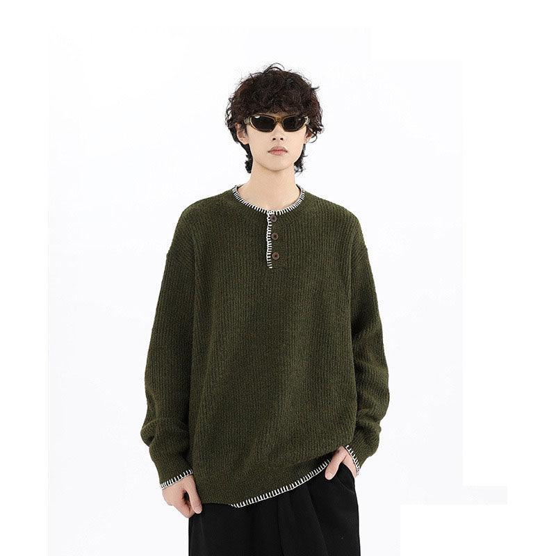 乐天商城 - 春 コーデ メンズ 用 服 シンプル ファッション 大人 紳士服 アメリカン カジュアル ゆったり プルオーバー セーター 男女兼用 通勤スタイル 重ね着コーデ ゆったりシルエット 着 デイリーウェア 街歩きスタイル