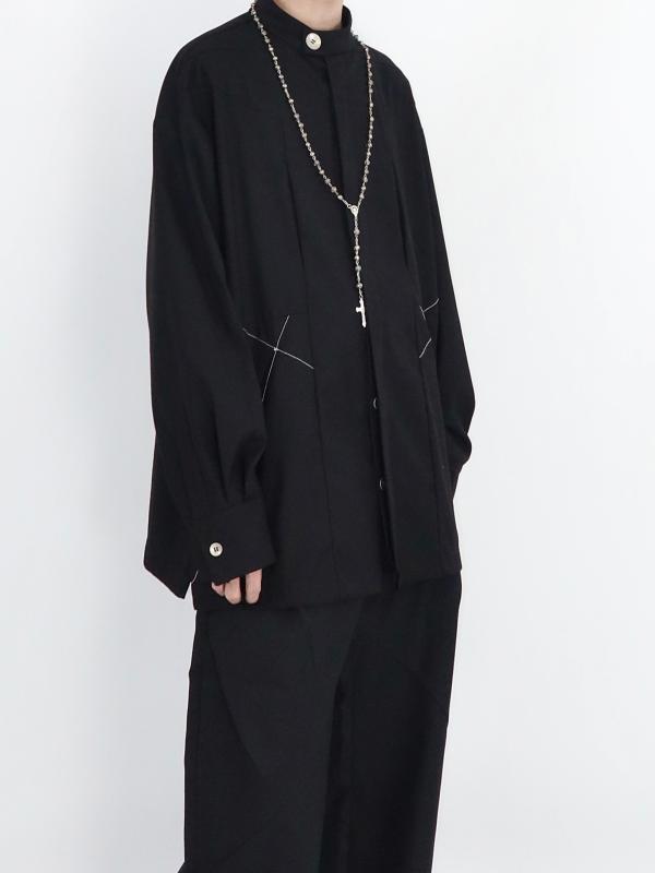 春 コーデ メンズ 用 服 シンプル ファッション オシャレ 大人 かっこいい 紳士服 ゆったり 長袖 ポケット スタンドカラー シャツ 黒 カジュアル 通勤スタイル 重ね着コーデ ゆったりシルエット さらっと着 普段使い