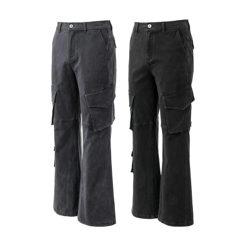 春 コーデ メンズ 用 服 シンプル ファッション オシャレ 大人 紳士服 フレア マルチ ポケット ダメージ ヴィンテージ カーゴ カジュアル 通勤スタイル 重ね着コーデ ゆったりシルエット 着 デイリーウェア 街歩きスタイル