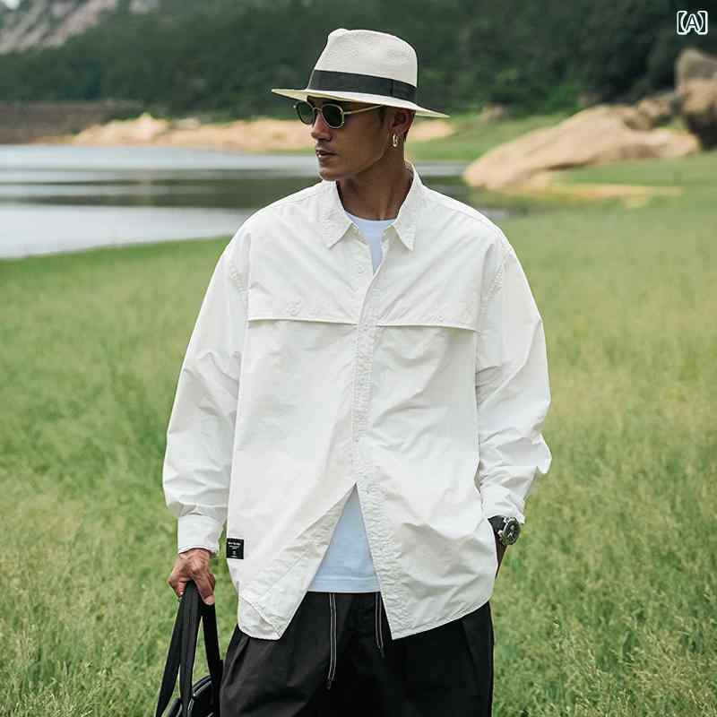 春 コーデ メンズ 用 服 シンプル ファッション オシャレ 大人 かっこいい 紳士服 ゆったり 長袖 快適 シャツ ジャケット 秋 カジュアル 通勤スタイル 重ね着コーデ ゆったりシルエット 軽アウター