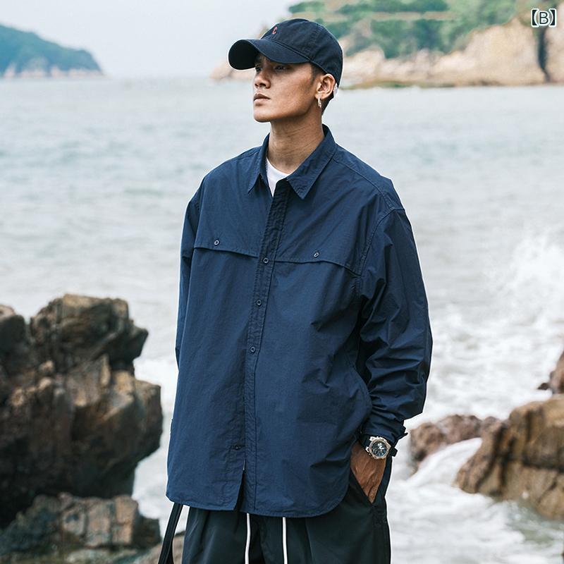 春 コーデ メンズ 用 服 シンプル ファッション オシャレ 大人 かっこいい 紳士服 ゆったり 長袖 快適 シャツ ジャケット 秋 カジュアル 通勤スタイル 重ね着コーデ ゆったりシルエット 軽アウター