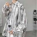 春 コーデ メンズ 用 服 大人 紳士服 アメリカン カジュアル ゆったり 大きいサイズ 長袖 快適 タイダイ柄 スタンドカラー シャツ ジャケット タイダイ ...