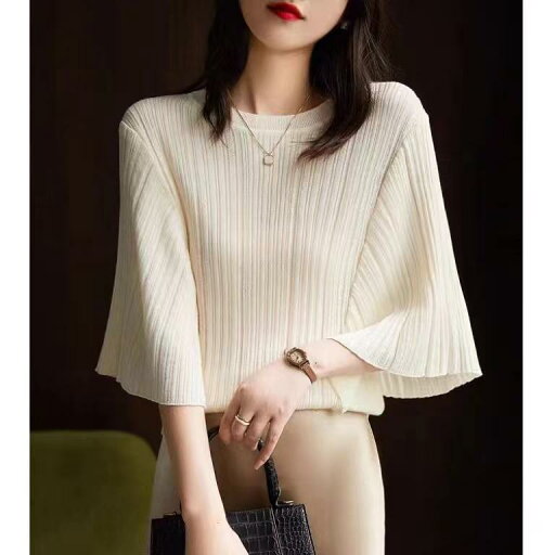 春 コーデ レディース ファッション オシャレ カワイイ シンプル きれいめ ナチュラル 上品カジュアル 婦人服 ホワイト カラー 夏 縦 ストライプ スリーブ セーター ミッド Tシャツ 春 コーデ レディース ファッション オシャレ カワイイ シンプル きれいめ ナチュラル 上品カジュアル 婦人服 ホワイト カラー 夏 縦 ストライプ スリーブ セーター ミッド Tシャツ