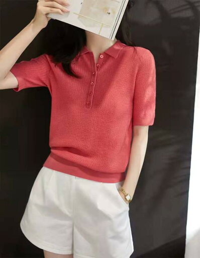 春 コーデ レディース ファッション オシャレ カワイイ シンプル きれいめ ナチュラル 上品カジュアル 婦人服 ホワイト カラー 夏 ソリッドカラー ポロ カジュアル スリム ニット Tシャツ 春 コーデ レディース ファッション オシャレ カワイイ シンプル きれいめ ナチュラル 上品カジュアル 婦人服 ホワイト カラー 夏 ソリッドカラー ポロ カジュアル スリム ニット Tシャツ