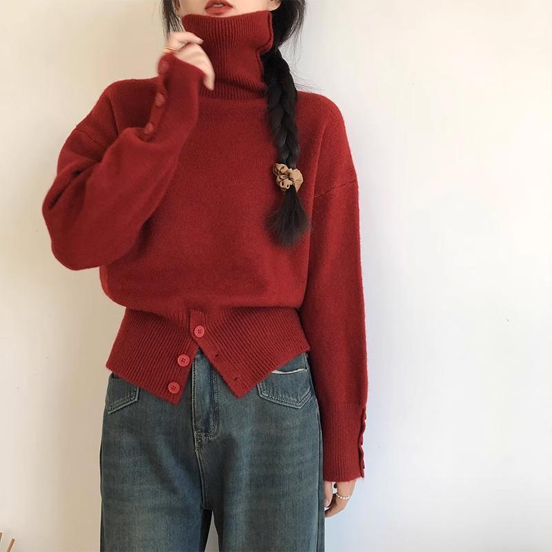 春 コーデ レディース ファッション オシャレ カワイイ シンプル きれいめ ナチュラル 上品カジュアル 婦人服 タートルネック セーター ソフト ハイエンド インナー ニット セーター トップス