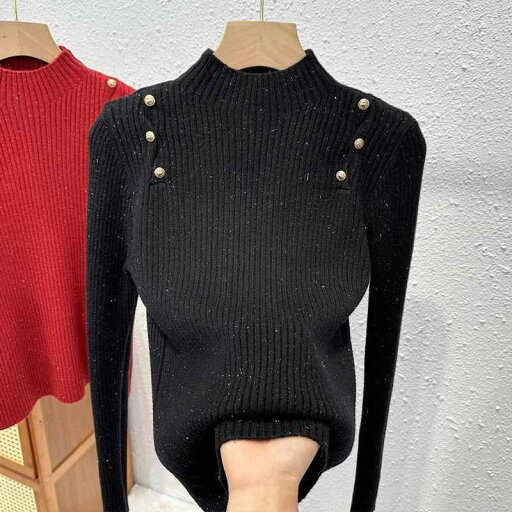 春 コーデ レディース ファッション オシャレ カワイイ シンプル きれいめ ナチュラル 上品カジュアル 婦人服 ハーフ タートルネック 長袖 セーター ボタン 装飾 レイヤリング シャツ ハイエンド 光沢 トップス 春 コーデ レディース ファッション オシャレ カワイイ シンプル きれいめ ナチュラル 上品カジュアル 婦人服 ハーフ タートルネック 長袖 セーター ボタン 装飾 レイヤリング シャツ ハイエンド 光沢 トップス