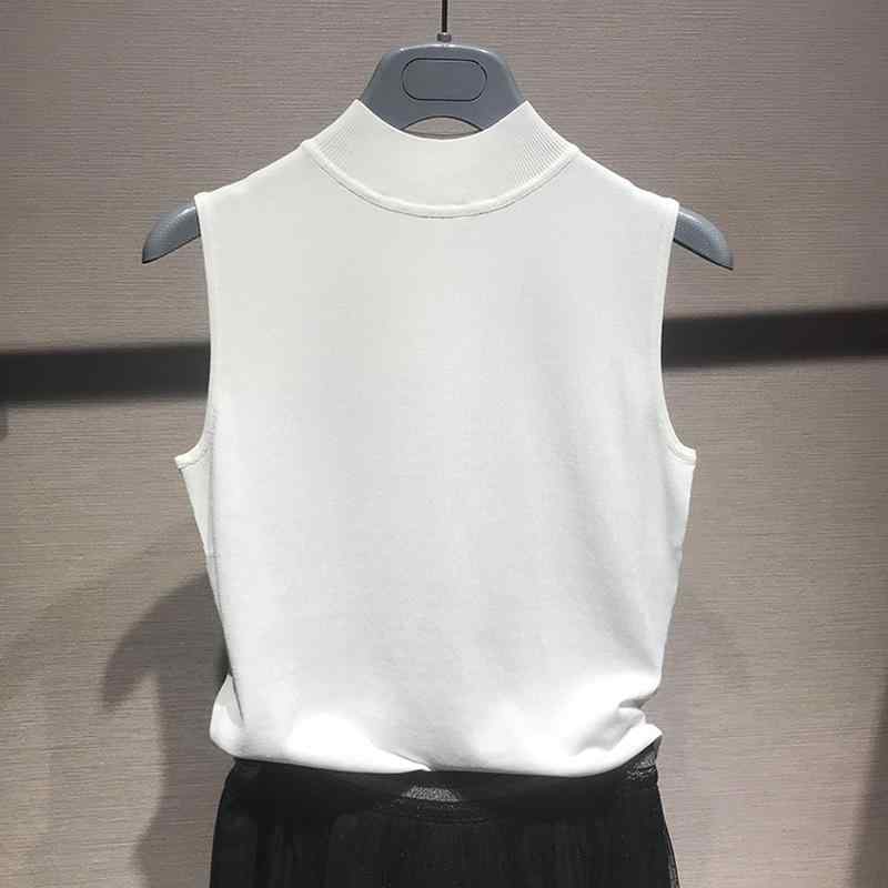 春 コーデ レディース ファッション オシャレ カワイイ シンプル きれいめ ナチュラル 上品カジュアル 婦人服 ホワイト カラー 夏 ハーフ レート セーター ノースリーブベスト Tシャツ インナーウェア(4)