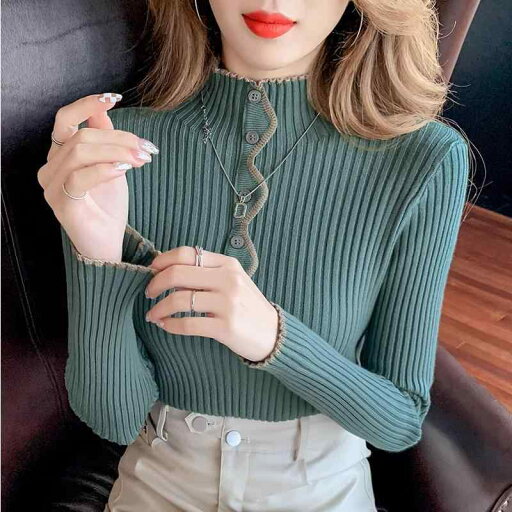 春 コーデ レディース ファッション オシャレ カワイイ シンプル きれいめ ナチュラル 上品カジュアル 婦人服 セミ ラウンドネック ソリッドカラー プルオーバー セーター スリムフィット ボタン ニット シャツ 春 コーデ レディース ファッション オシャレ カワイイ シンプル きれいめ ナチュラル 上品カジュアル 婦人服 セミ ラウンドネック ソリッドカラー プルオーバー セーター スリムフィット ボタン ニット シャツ