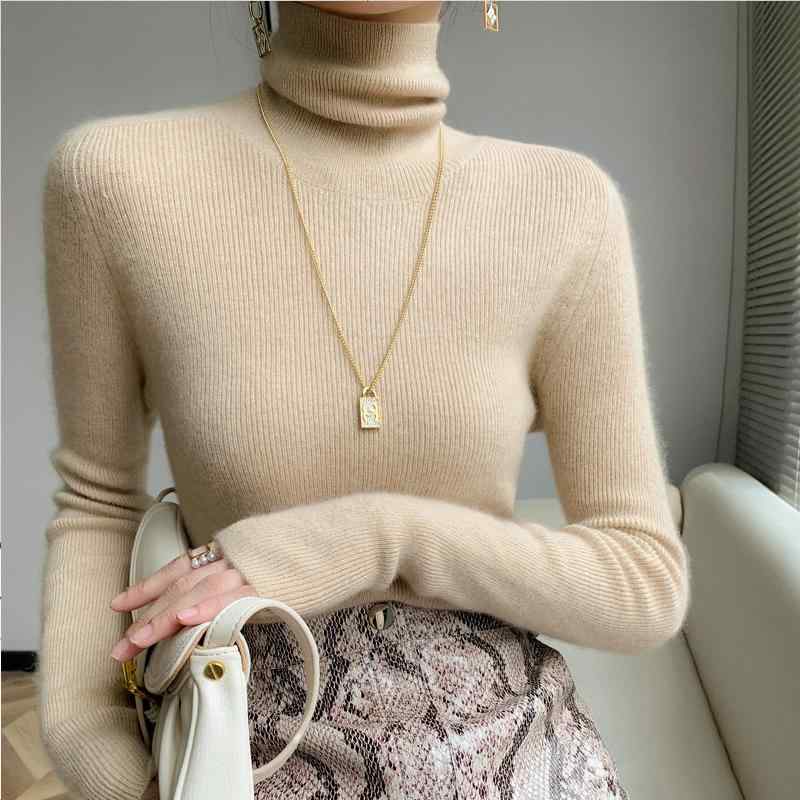 春 コーデ レディース ファッション オシャレ カワイイ シンプル きれいめ ナチュラル 上品カジュアル 婦人服 ソフト ハイネック ニット レイヤリング シャツ スリムフィット トップス パイル ネック セーター