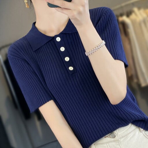 春 コーデ レディース ファッション オシャレ カワイイ シンプル きれいめ ナチュラル 上品カジュアル 婦人服 ホワイト カラー 夏 ポロ ニット 半袖 トップス スリム Tシャツ 春 コーデ レディース ファッション オシャレ カワイイ シンプル きれいめ ナチュラル 上品カジュアル 婦人服 ホワイト カラー 夏 ポロ ニット 半袖 トップス スリム Tシャツ